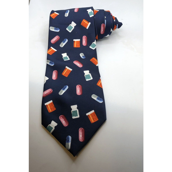 PIlls All Over Blue Tie Pill Drugs Bottles 2017 Novelty Three Roomer - Picture 4 of 4